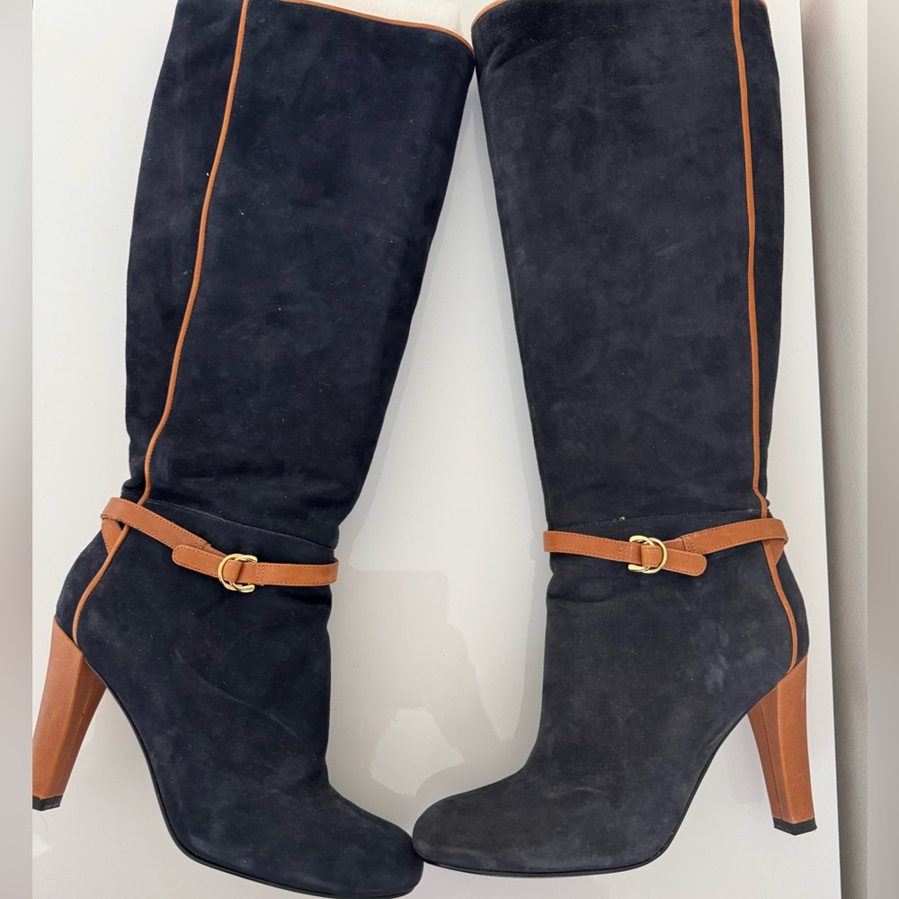 Dark Blue Suede Boots by Ivanka Trump, size 9